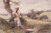 Myles Birket Foster,RWS The Milkmaid oil painting